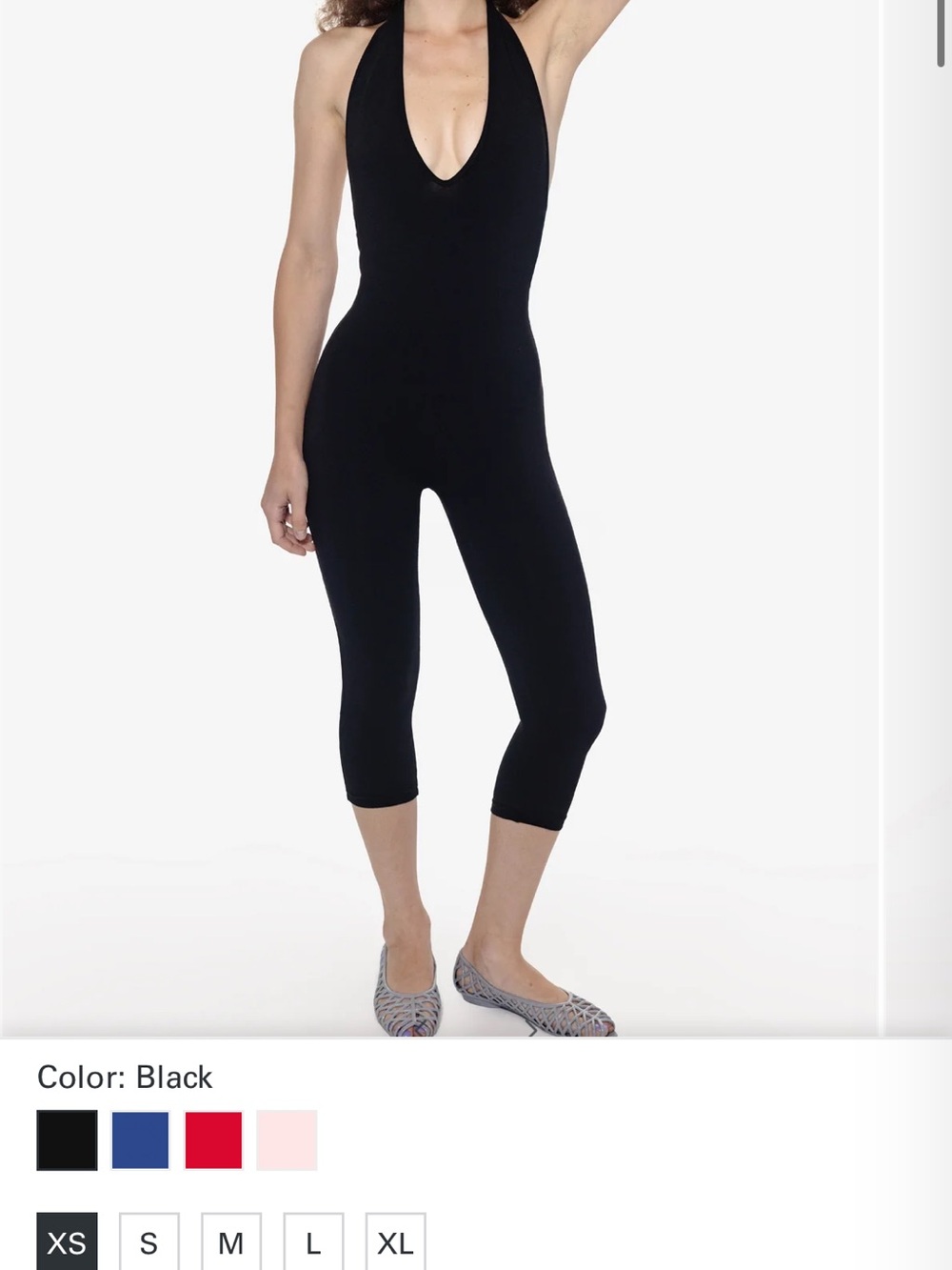 Los Angeles Apparel Black Halter Capri Jumpsuit
